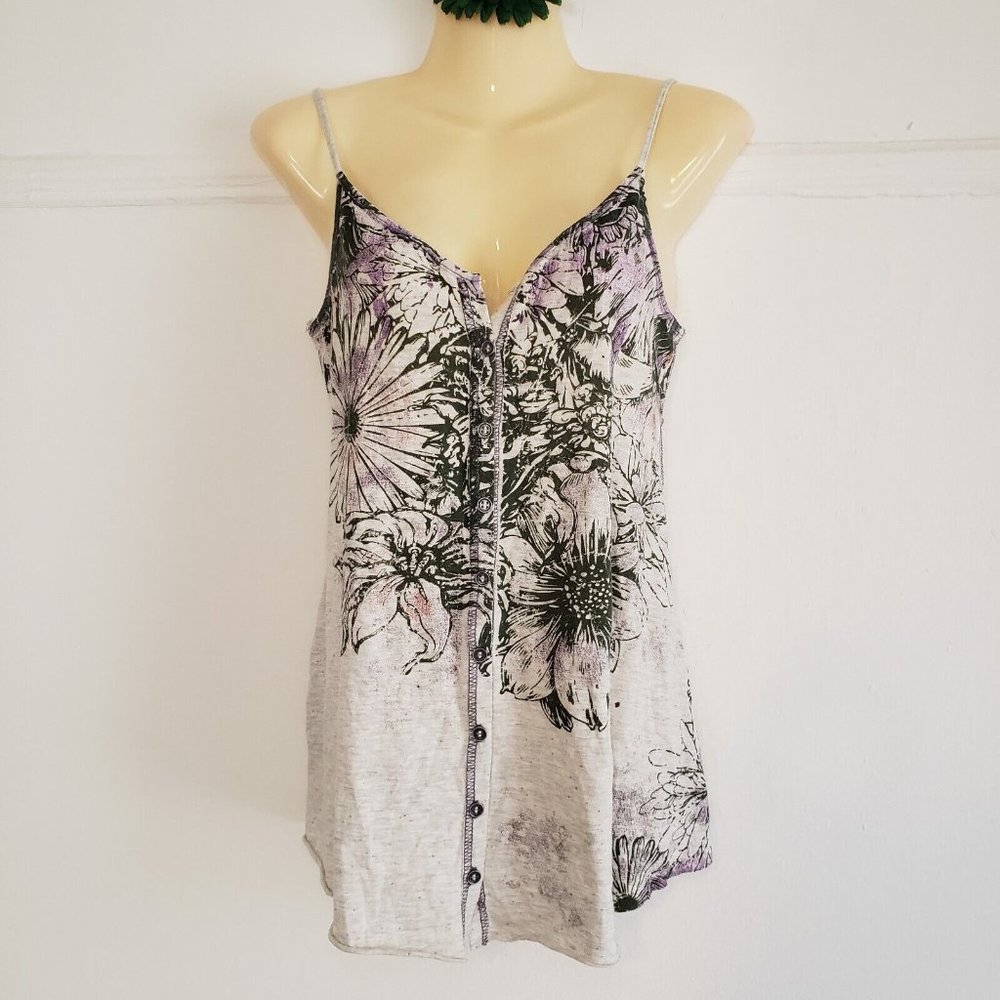 Bullabo Adjustable Strap Cami Top Gray Purple Boho Size S